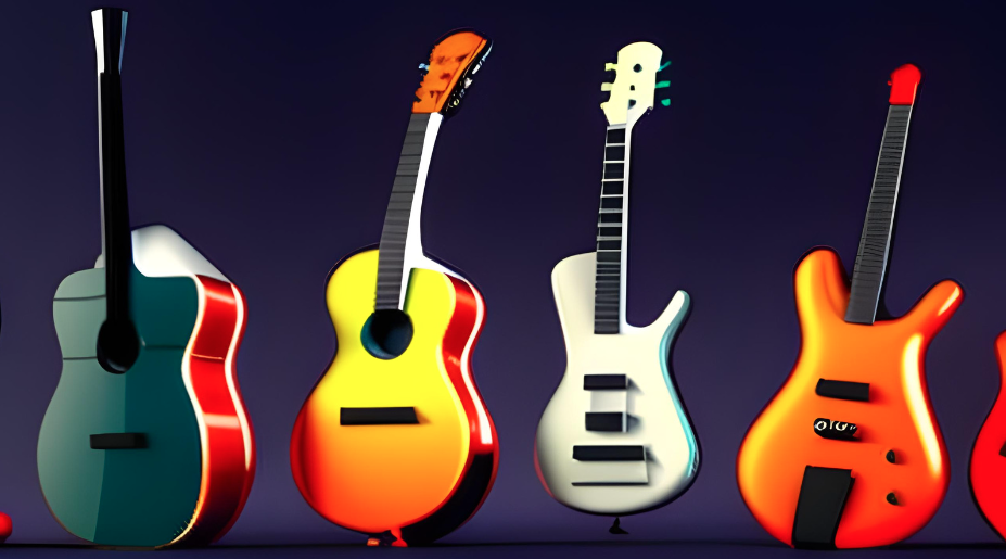 various models of guitars in digital art