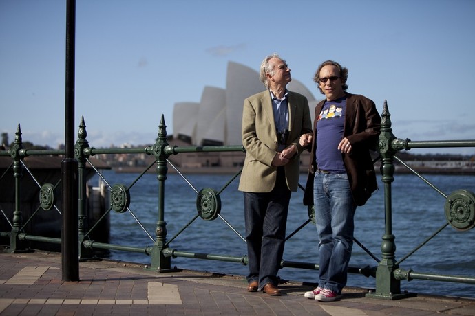 Two men in Sydney Harbour in front of the Opera House