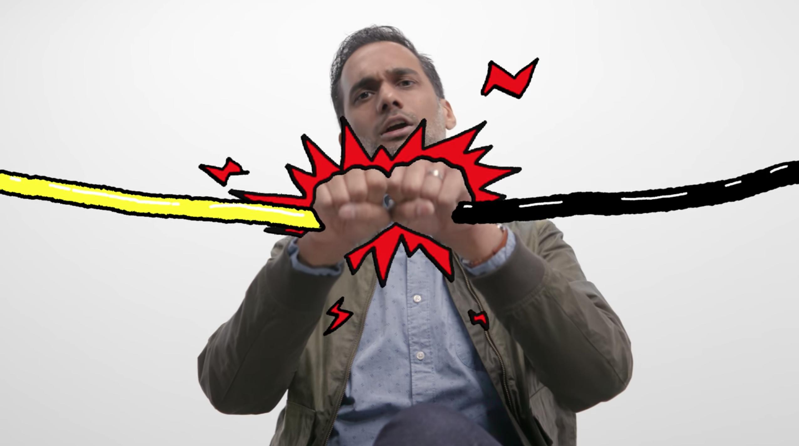 a man disconnects a red cable