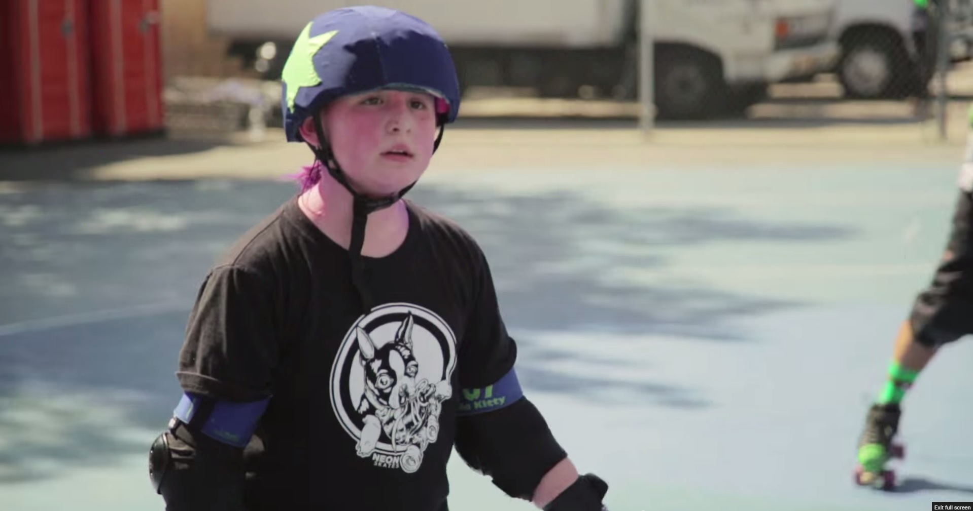 A girl with black helmet